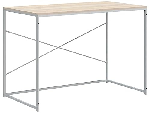 vidaXL Scrivania Computer Bianca e Rovere 110x60x70 Legno Multistrato