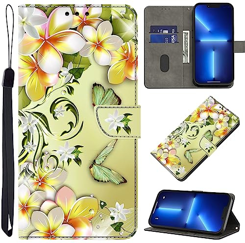 BOLELAW Handyhülle für Huawei P20 Lite mit [Magnetverschluss] [Flip-Funktion] [Kartenfächern] Flip Case Leder Huawei P20 Lite Schutzhülle Stylische Klapphülle, Blume & Schmetterling