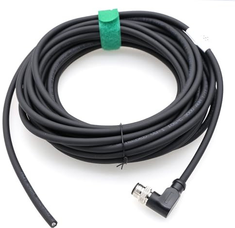 HangTon Rechtwinkliges M12 A-kodiertes 5-poliges männliches Sensor-Automatisierungs-Datenkabel auf blanken Draht für industrielle Steuergeräte, Netzwerk, CANopen IO Link Profibus, 10 m