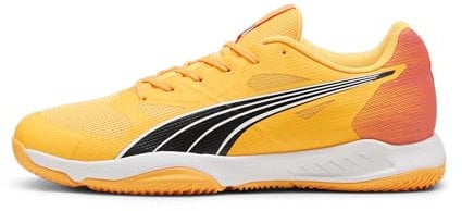 PUMA Unisex Eliminate Turbo Indoor Court Shoe, Sun Stream-Sunset Glow Black, 45 EU