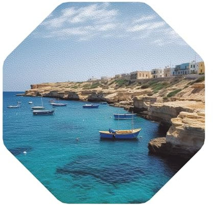 Coastal of Malta Print Leder Untersetzer Getränkeuntersetzer Set mit 4 wasserdichten, isolierten Untersetzern für Küche Büro Couchtisch Heimdekoration