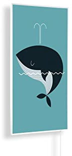 Könighaus Infrarotheizung – Kinderzimmer Edition – TÜV SÜD - 1200 Watt + Könighaus Thermostat - Weißer Rahmen (Motiv: 08. Wal)