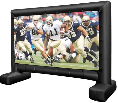 COSTWAY Pantalla Inflable para Proyector 16:9, Soplador de Aire, Pantalla de Proyector de Cine Inflable Proyección Frontal y Trasera, Bolsa Transporte, para Exterior, Cine en casa, Fiesta, 327x183 cm