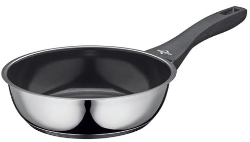 KÜCHENPROFI COOK Bratpfanne ROMA, Pfanne mit PFAS-freier Antihaftbeschichtung und Mehrschichtboden, geeignet für Induktion, backofenfest bis 180 °C, rostfreier Edelstahl, hoher Rand, Ø 20 cm