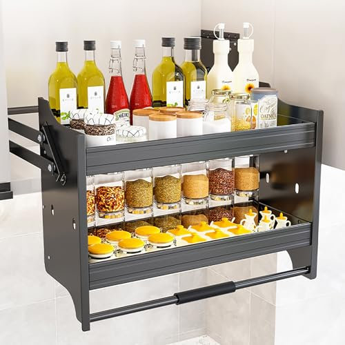 DAIKK Etagère Coulissante pour Armoire d Cuisine, 2 Niveaux D'organisation, Étagère Coulissante Sous L'armoire de Cuisine pour Ranger Les Assiettes, Les Bols, Etc (Size : 29.9x11x21.3)