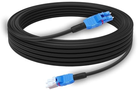 Lc a Lc fibra Patch Cable Single Mode 50M/165FT, TPU Cavo In Fibra Ottica Esterna Armored 2 Core OS2 9/125um Duplex Fibra Ottica Cavo Internet OD-5mm,UPC Uniboot Lc Cavo a fibre ottiche