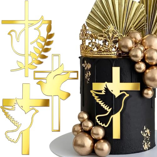 3 Stück Erstkommunion Tortendeko Kommunion Deko Mädchen Junge First Communion Cake Topper Taufe Tortenaufleger Konfirmation Kuchendeko Geburtstag Cupcake Topper Babyparty Kuchen Deko Torten Zubehör