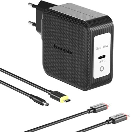 King Ma Chargeur GAN pour ordinateur portable Dell 140 W, chargeur rapide portable PD 3.1 avec prise pliable et câble USB-C pour Inspiron 14 Plus/5400 AIO/7700 AIO/15 7591/15 7501/XPS 13/15