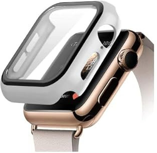Gift4Me Funda Protectora con Vidrio Compatible con Reloj Apple Watch Series 8 Aluminum - 45mm - Transparente/Negro