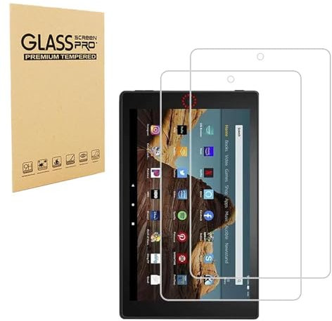 Shunwige [2 PCS] Protector de pantalla para Amazon Fire HD 10 2019 Tablet - Vidrio templado/Sin burbujas/Marco de alineación/Protector de pantalla anti-arañazos