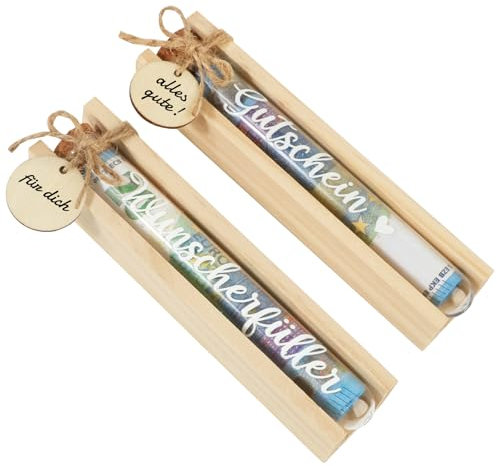BOFUNX 2 Stück Wunscherfüller Geldgeschenke Holz Gutschein Geldgeschenk Jugendweihe Geldgeschenk Geburtstag Lustige Geschenkidee für Geburtstag Hochzeit Jugendweihe Weihnachten