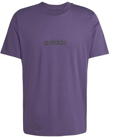 adidas Uomo Essentials Linear Single Jersey Tee, Aurora Plum/Black, L