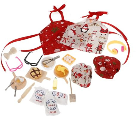 ERINGOGO 2 Juegos De Minijuegos De Cocina para Casa De Muñecas Juego De Repostería Pequeño Accesorios De Cocina con Temática Navideña