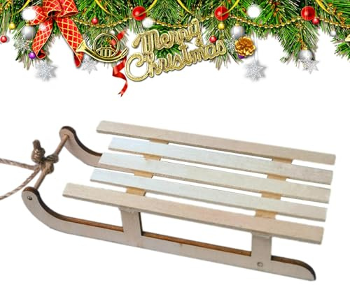 Kleine Schlitten Ornament - Weihnachtsschlitten Ornament Holz Weihnachtsschlitten Holzschlitten Dekoration | Rustikales Holz Schlitten Modell Holz Schlitten Modell Weihnachtsbaum Dekorationen für