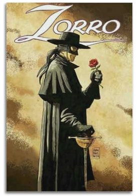muegrbgs Zorro Poster, Wandkunst, Vintage-Poster, dekoratives Gemälde für Wohnzimmer, Schlafzimmer, elegantes ästhetisches Poster, 30 x 45 cm, ungerahmter Stil
