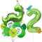 VIKY Dino Luftballon 2. Geburtstag Junge Deko, Dino Geburtstagsdeko 2 Jahr Junge Mädchen, Dinosaurier Ballon 2 Geburtstag Deko, Dschungel Deko Kindergeburtstag Luftballons mit Zahlenballon 2