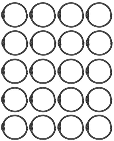 MYGLOAR 20 Stück Binderringe, Binderringe, 30 mm Karteikartenringe, Metall-Binderringe, Buchringe, Loseblatt-Verbinder, für Fotoalben, Sammelalben, Bastelpapierkarten (schwarz)