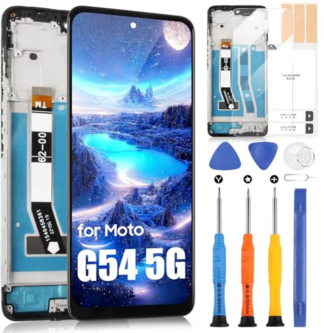 ARSSLY Pantalla LCD de 6,5 pulgadas para Motorola Moto G54 LCD Display para Moto G54 5G XT2343 Pantalla Táctil Digitizer Repuesto Asamblea + Kit de reparación (negro con marco)