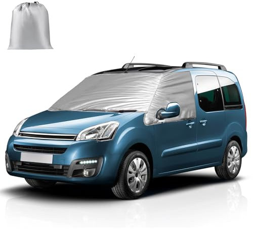 Cubierta de Parabrisas Compatible con Citroen Berlingo Peugeot Partner 2008-2018 - Funda Térmica Externa para Autocaravana, Parabrisas Delantero Envoltura Cubierta
