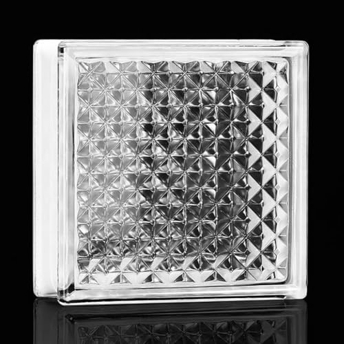 Blocs De Verre Translucides Carrés, Briques De Cristal À Parois Haute Transparence Isolation Phonique Et Thermique Carrelage en Verre Cloison Décorative pour Bureau(Clear-E,10PCS)