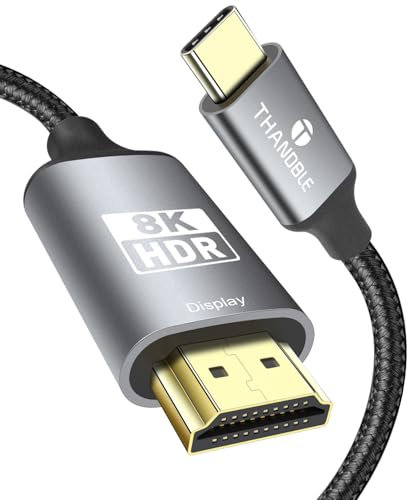 THANDBLE Long USB C to HDMI 2.1 Cable 15 FT, Support 8K@60Hz and 4K 120Hz, Dynamic HDR, Thunderbolt 3/4/5, USB 4 Port, Type C to HDMI Cable for MacBook Pro/Air, XPS, ThinkPad, iPhone 15/16 Series