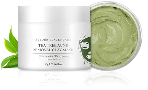 Maschera di Fango dell'albero del tè, Maschera Viso, Purificante e Esfoliante e Idratante, Pulizia Profonda dei pori, Mira a Punti Neri e pori, 60g