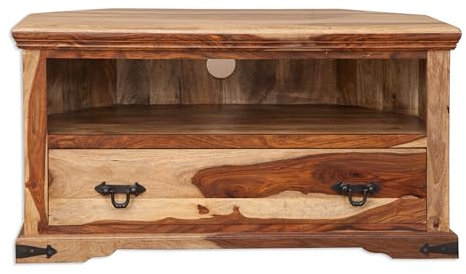 Thakat Sheesham Rosewood Wood Corner TV Stand Unit Cabinet Living Room Furniture Assembled