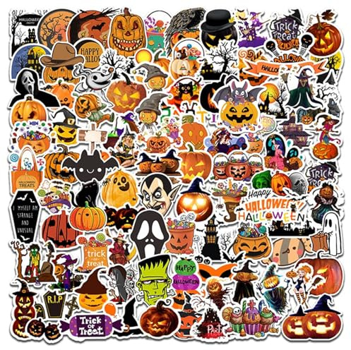 100 Stück Halloween Kürbis-Themen Sticker, Vinyl Wasserdichte Party Sticker, Kinder-Jugendliche-Erwachsene Party Favors Geschenke
