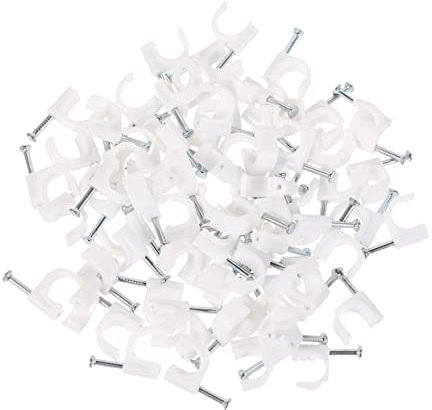HOMOCONO 400 Stück Kabelclips Kabelmanagement Clips mit Stahlnägeln für Wandmontage Korrosionsbeständig und Alterungsbeständig für Haushalt und Büro