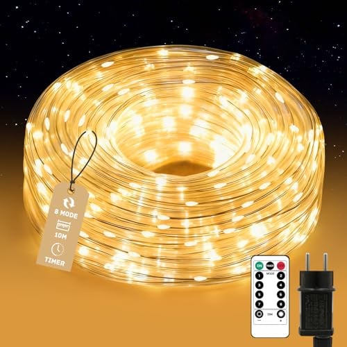 Auting Lichterschlauch Aussen with Fernbedienung, Ø7.5mm 13M 200LEDS Lichterketter mit Timer, IP65 Wasserdicht, Dimmbar lichtschlauch außen für Weihnachtsbeleuchtung, Deko, Party, Dachdekoration
