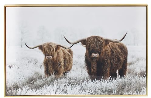 Lesser & Pavey Highland Cow With Baby Wall Art for Living Room Decor & Bedroom Walls | Stylish Canvas Wall Art for Decorative Home Accessories | Lovely Birthday Gifts for Women & Men