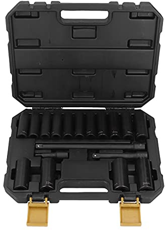 Respicefinem 1 2-Zoll-Antriebs-Tiefschlag-Steckschlüsselsatz, metrischer 6-Punkt-Steckschlüsselsatz für schwere Beanspruchung, für Kfz-Reparatur und mechanische Anwendungen