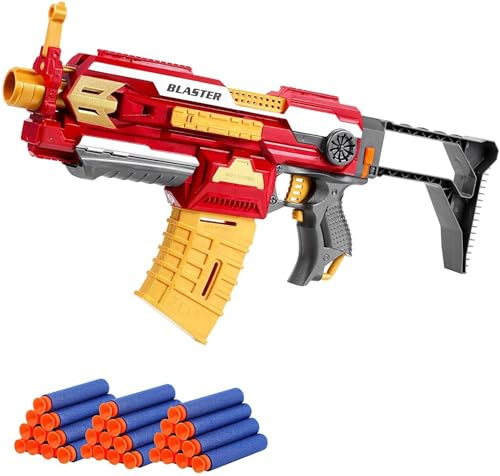 Homespired® Electric Foam Dart Gun for Kids – Automatic Blaster Toy Rifle, 30 Soft Darts, Battery Powered Shooting Toy for Boys & Girls 6+ (Iron Man)