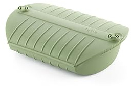 Lékué Estuche de vapor silicona platino Verde con bandeja, 3-4 pers, 1400ml