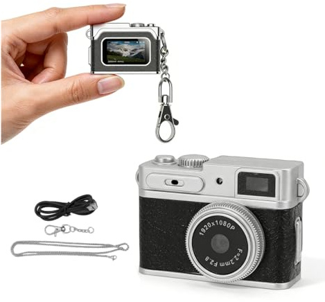 YUEHISY Keychain Digital Camera, 1080P FHD Mini Camera with 0.96in Screen, 130° Wide Angle & Portable Video Recorder, for Travel and Daily Vlog (Black)