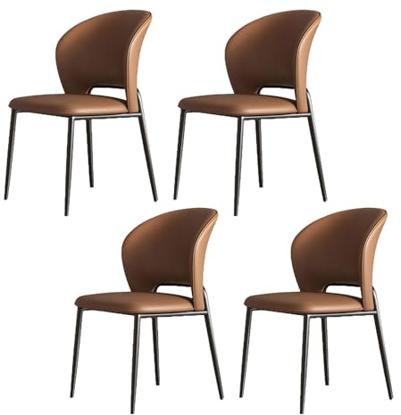 YDkjwjw Moderne Esszimmerstühle Aus Kunstleder, Stabile Metallbeine, Bequeme Sitzfläche Und Rückenlehne for Den Privaten Und Gewerblichen Gebrauch (4er-Pack)(Light Brown)