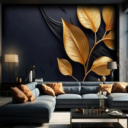 Mural 3D Papel pintado Creativo de Planta de Oro Pintura de Pared Fondo Pared Salón Dormitorio Decoración de Interiores