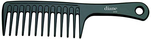 Diane Extra breiter Zahn-Shampoo-Kamm - Ionisches, antistatisches Entwirrer-Werkzeug, Verwendung auf nassem oder feuchtem Haar für Damen und Herren, Schwarz, 24 cm, D7113