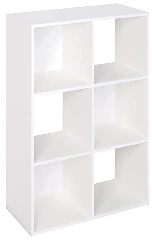 ClosetMaid Cubeicals 6 Cube Storage Shelf Organizer Bookshelf, Stackable, Vertical or Horizontal, Easy Assembly, Wood, White Finish