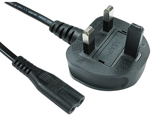 Cables Direct RB-298W 2m Black Electrical Cable BS 1363 C7 Coupler - Electrical Cables (2m, Male Connector/Female Connector, BS 1363, C7 Coupler, Black)