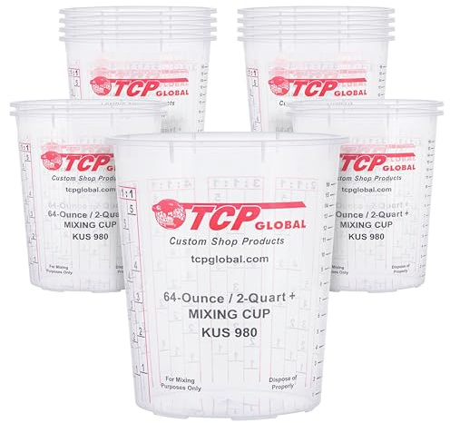Custom Shop Paint Mixing Cups, 64-Ounce, 12 Pack, Plastic Measuring Cups