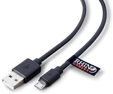 rhinocables USB v2.0 A to USB Micro Type B | Fast Charging & Data Transfer | USB 2.0 Speeds Up to 480 Mbps | Compatibility for Gaming Consoles, Cameras, Smartphones, Tablets & More (1.8m,Pack of 1)