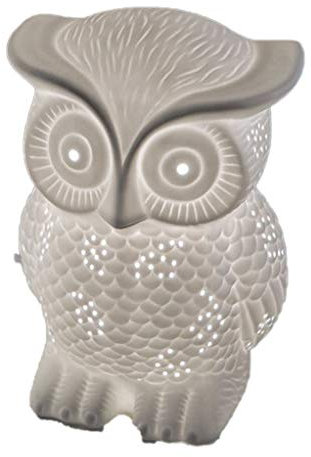 Formano Eule als Deko-Lampe Tischleuchte Nachttischlampe Nachttischleuchte Stimmungslampe Porzellan-Lampe Weiss 20