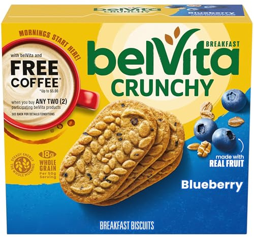 belVita Breakfast Biscuits, Blueberry Flavor, 5 Packs (4 Biscuits Per Pack)