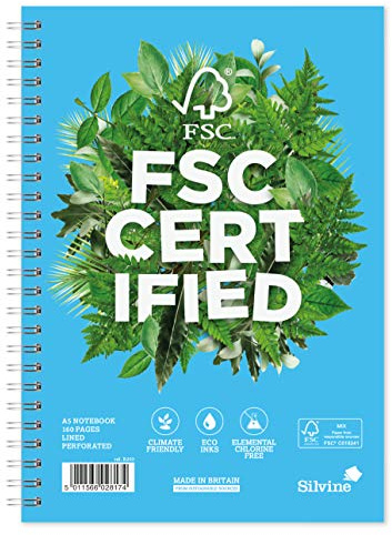 Silvine A5 Premium FSC Wirebound Notebook - Ruled Feint, 160 Pages of FSC Certified Paper. Ref R203, single