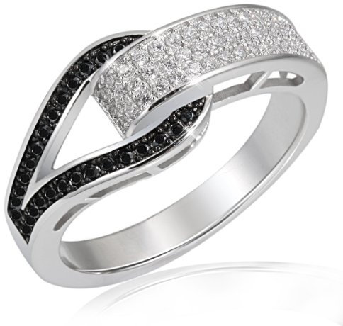 Goldmaid Damen-Ring Schnalle 925 Sterlingsilber 79 Zirkonia schwarz-Weiß Gr. 54