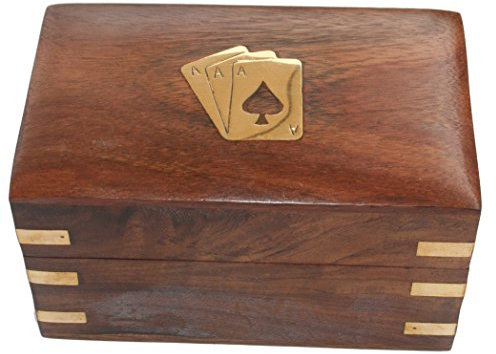Twin pack wooden card box with Two Packs of Cards