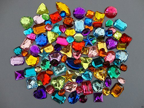 Mixed Acrylic Jewels Gemstones Card Making Crafts Embellishments Large - Bag Size: 100G
