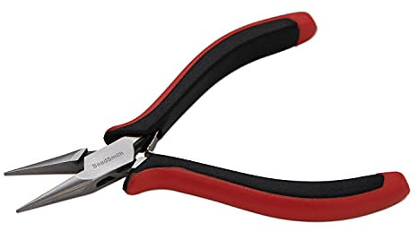 The Beadsmith Chain Nose Pliers – Fine Tips – 5 inches (127mm) – Ergonomic Handle with Double Leaf Springs – Jewelry Making Tool for Creating Bracelets, Earrings and Necklaces