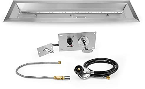 Stanbroil Kit braciere lineare 91,4 x 15,2 cm, braciere a gas propano con accensione a scintilla, inserto in acciaio inox fai da te per esterni, versione a gas propano, BTU 65.000 max